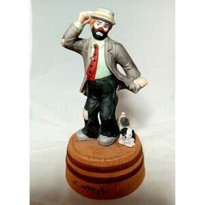 EKJ Musical Figurine Emmett Kelly, Jr. Clown Vintage Dog You've Got A Friend USA